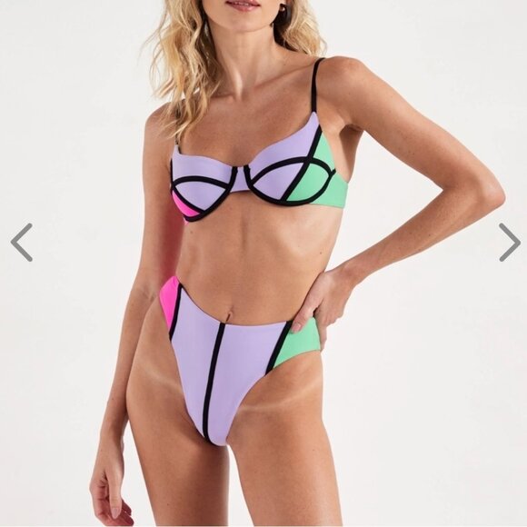 NWT OneOne Swimwear Bikini SET New 2024 Tokyo Ida Ignacia Small High Waisted - Picture 1 of 7